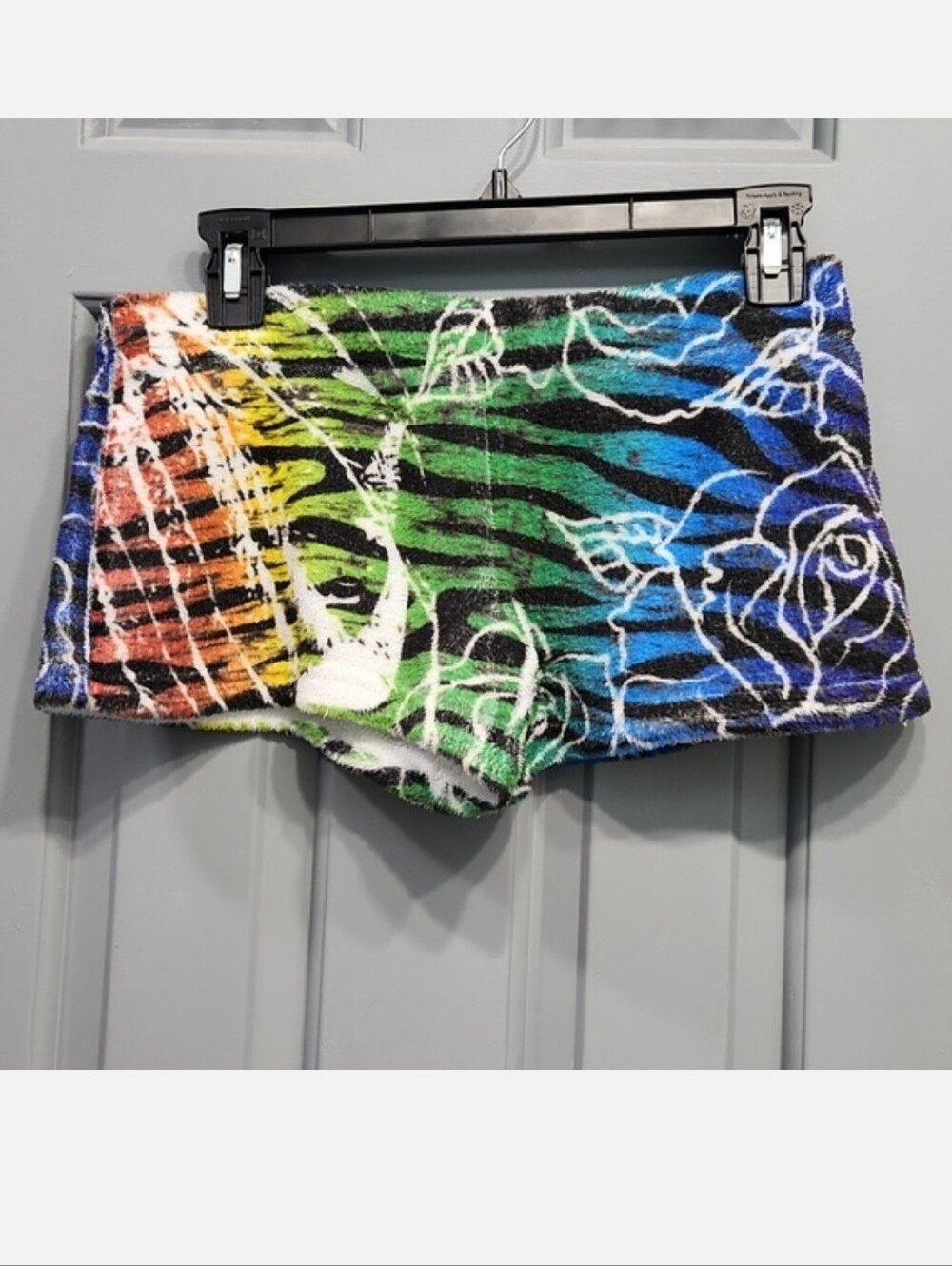 On Stage Pajama Shorts Rainbow Zebra Stripe Flowers small
